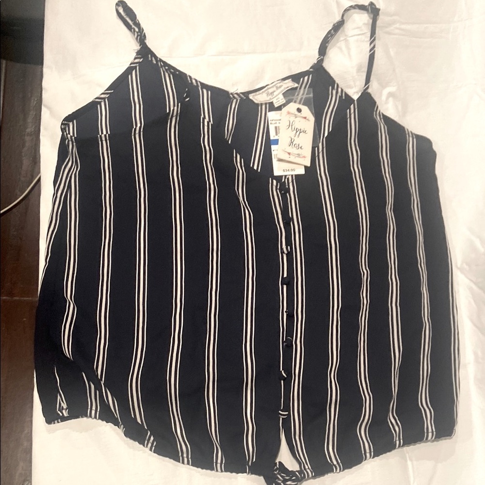 Navy Blue & White Striped Women's Summer Top